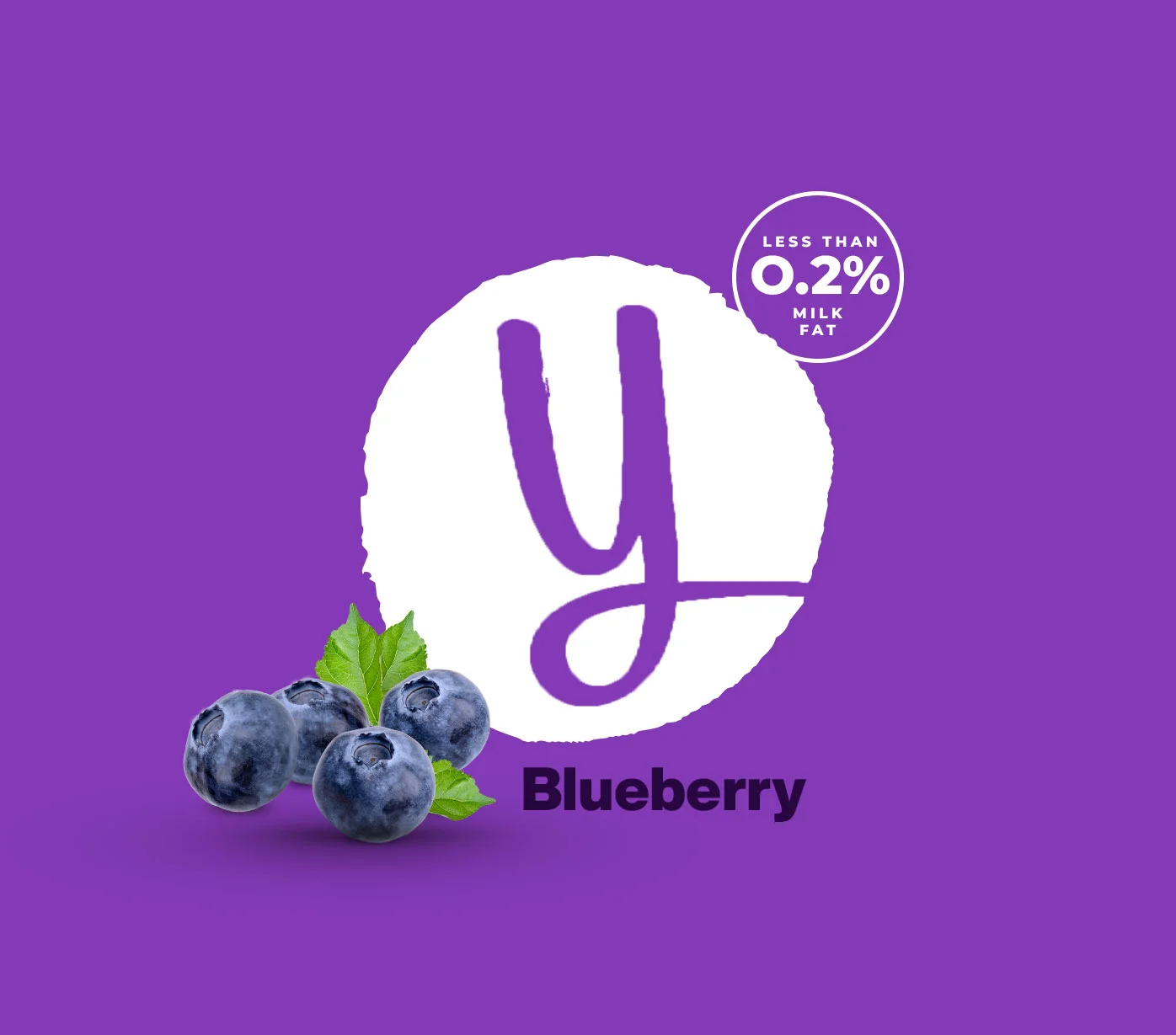 Yogo blueberry yogurt logo featuring modern typography and blueberry-inspired design elements for a fresh, healthy brand identity.